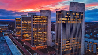 Winter Agency Buildings Sunset