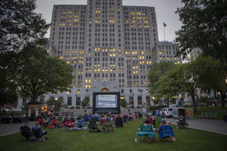 Capitol Park After Dark’s free outdoor showing of the film “Out of the Past” in West Capitol Park on August 15, 2018.